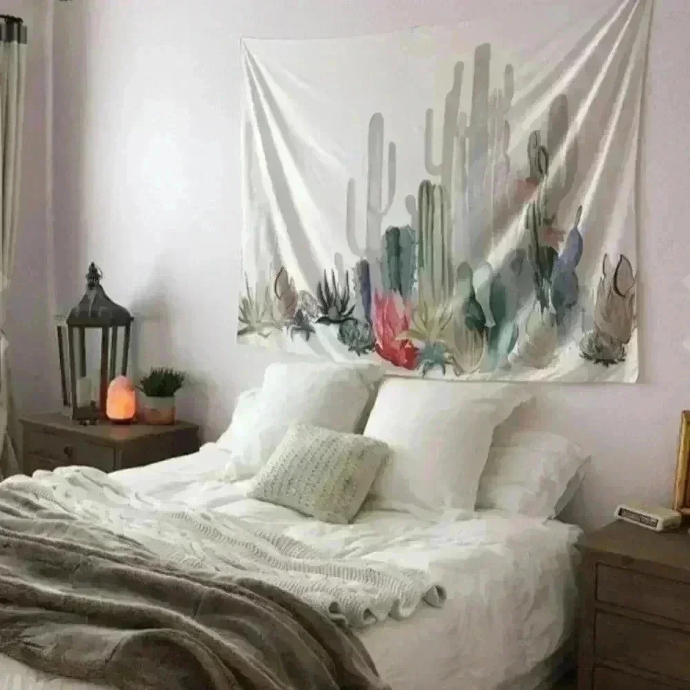 Botanical Colorful Cactus Garden Painted Plant Room/Dorm Wall Art Tapestry/Decor